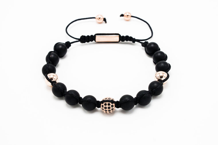 Matte Onyx and Lux Rose Gold Plated Shamballa