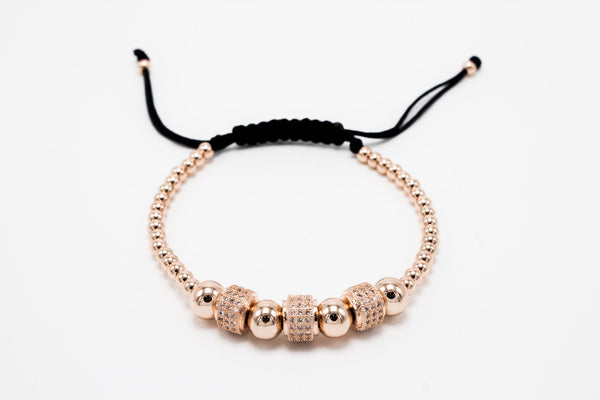 Rose Gold Plated LUX Tri Roundlettes Macrame