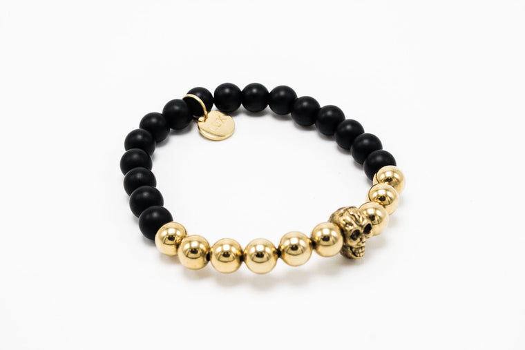 Matte Onyx Lux golden beads