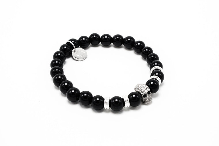 Black Agate Silver Lux Skull